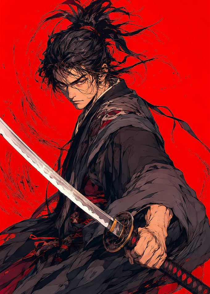 Fierce Samurai Warrior with Katana