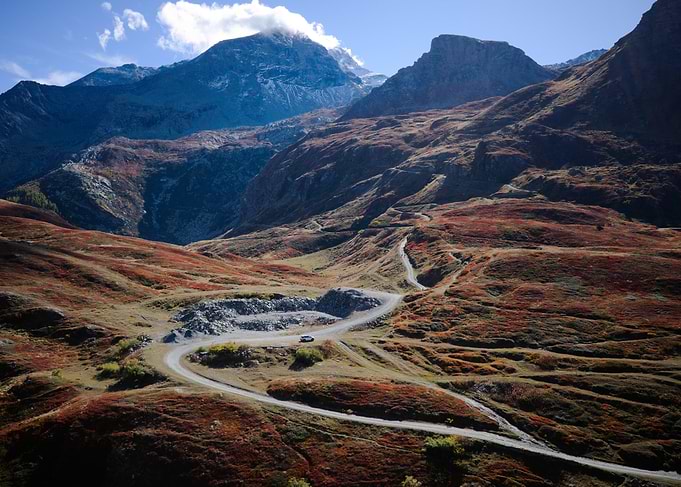 Car on Winding Mountain Road