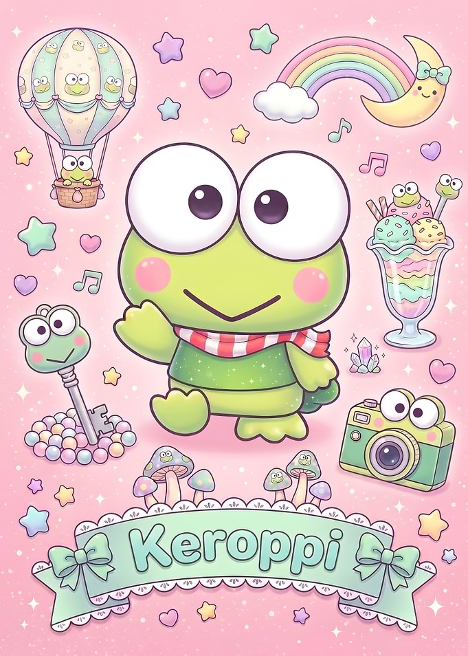 Keroppi Kawaii Pastel Illustration