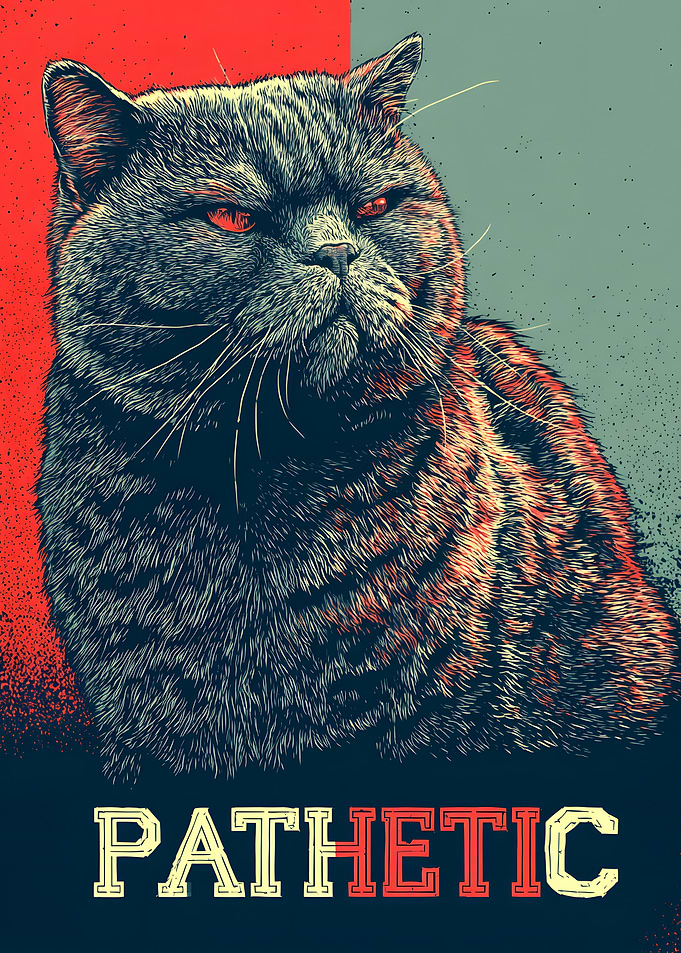 Pathetic Cat Pop Art Poster
