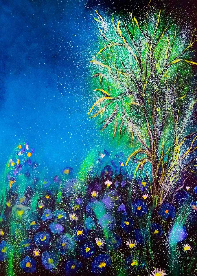 Ethereal Night Garden Painting