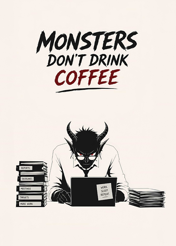 Monsters Don’t Drink Coffee – Funny Office Monster