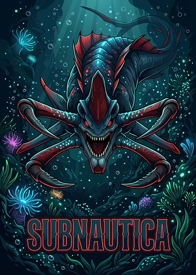 Subnautica Reaper Leviathan Underwater Poster