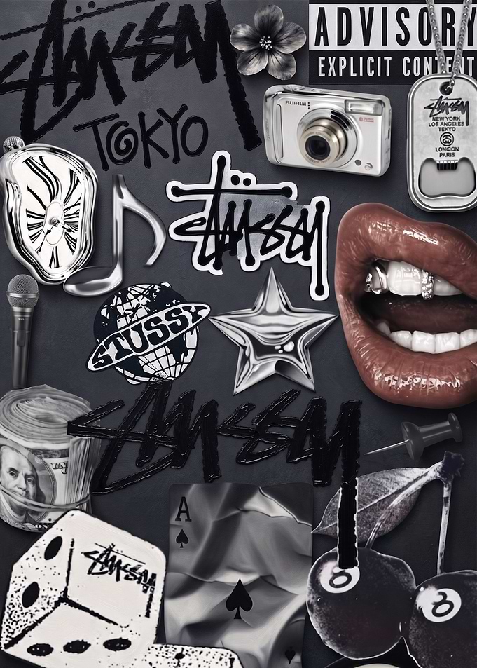 Stussy Brand Aesthetic Collage Poster