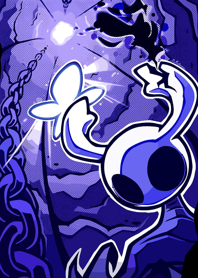 Hollow Knight Blue Monochrome Fan Art
