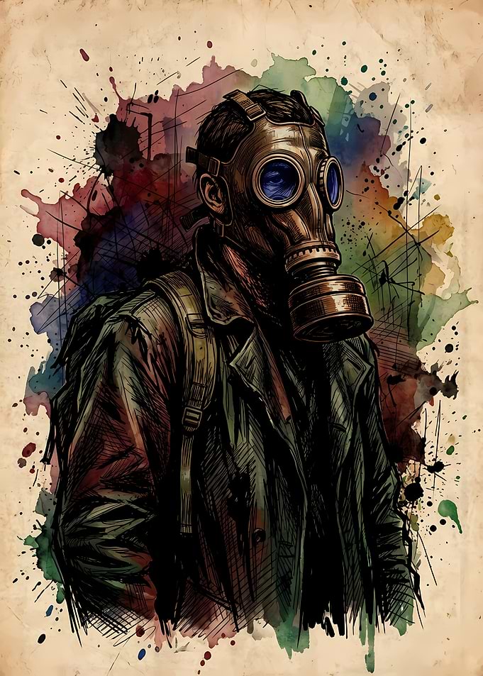 Post-Apocalyptic Survivor in Gas Mask