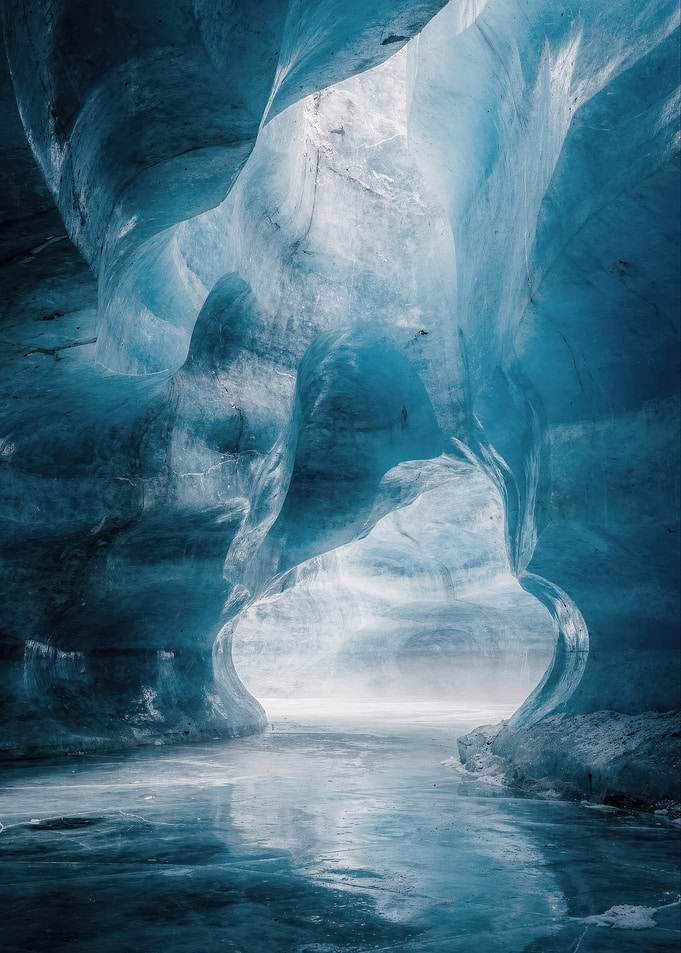 Majestic Blue Ice Cave Interior