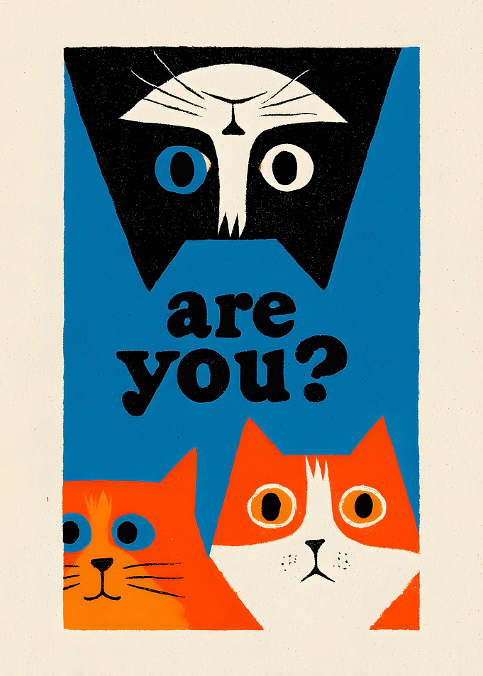 Are You? Cat Illustration Poster