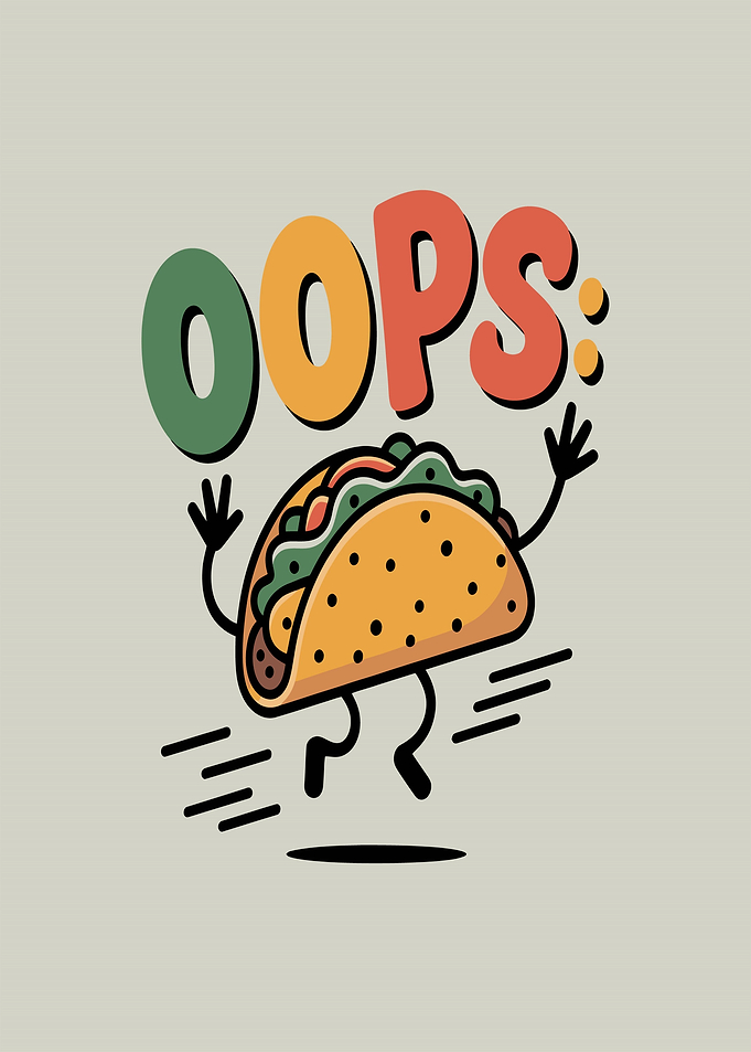 Oops Funny Taco Cartoon Illustration