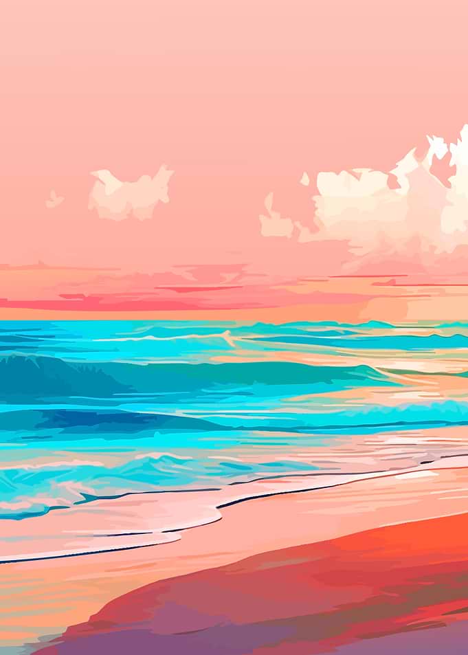 Vibrant Abstract Beach Sunset Illustration