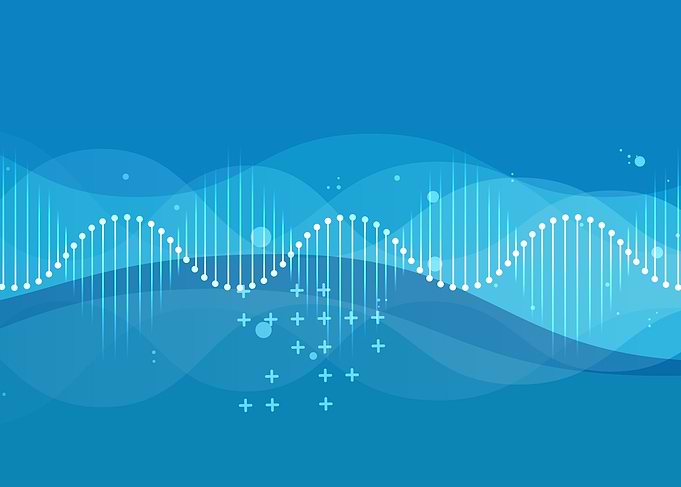 Abstract Blue DNA Helix Background