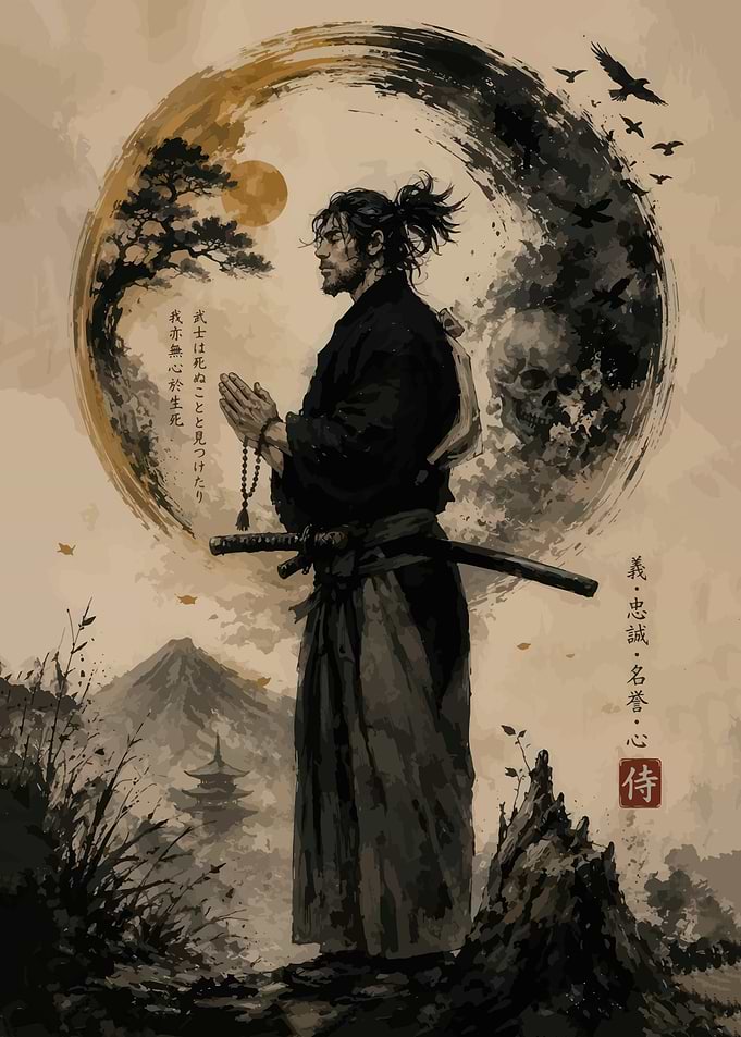 Meditating Samurai Warrior Art Print
