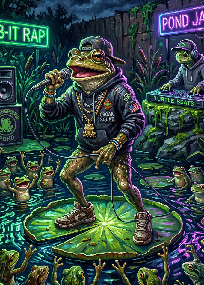 Frog Rapper Performing at Pond Concert