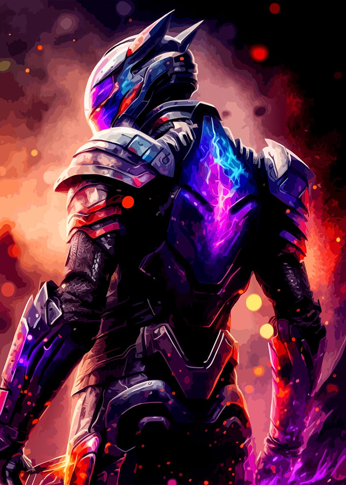 Futuristic Armored Warrior in Battle