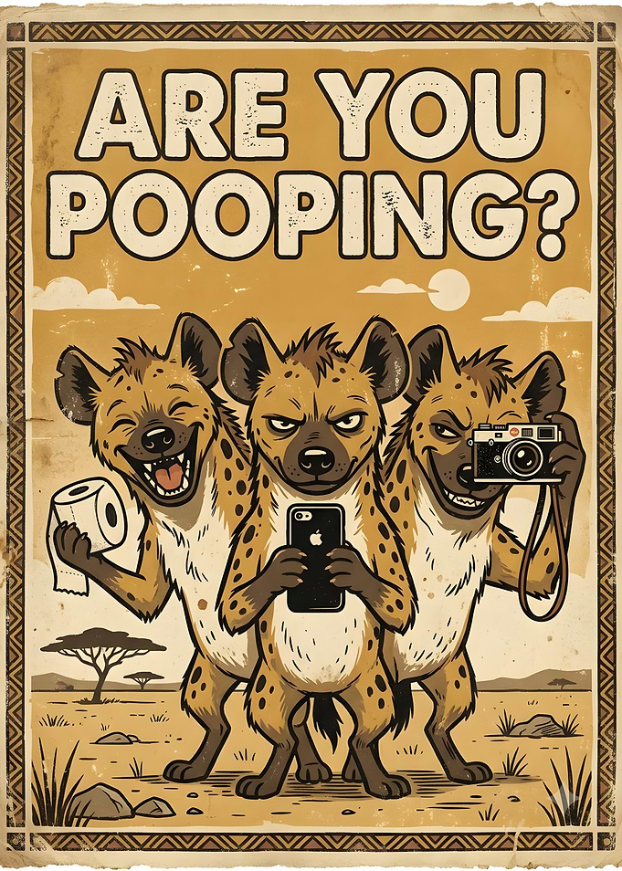 Funny Hyena Bathroom Poster