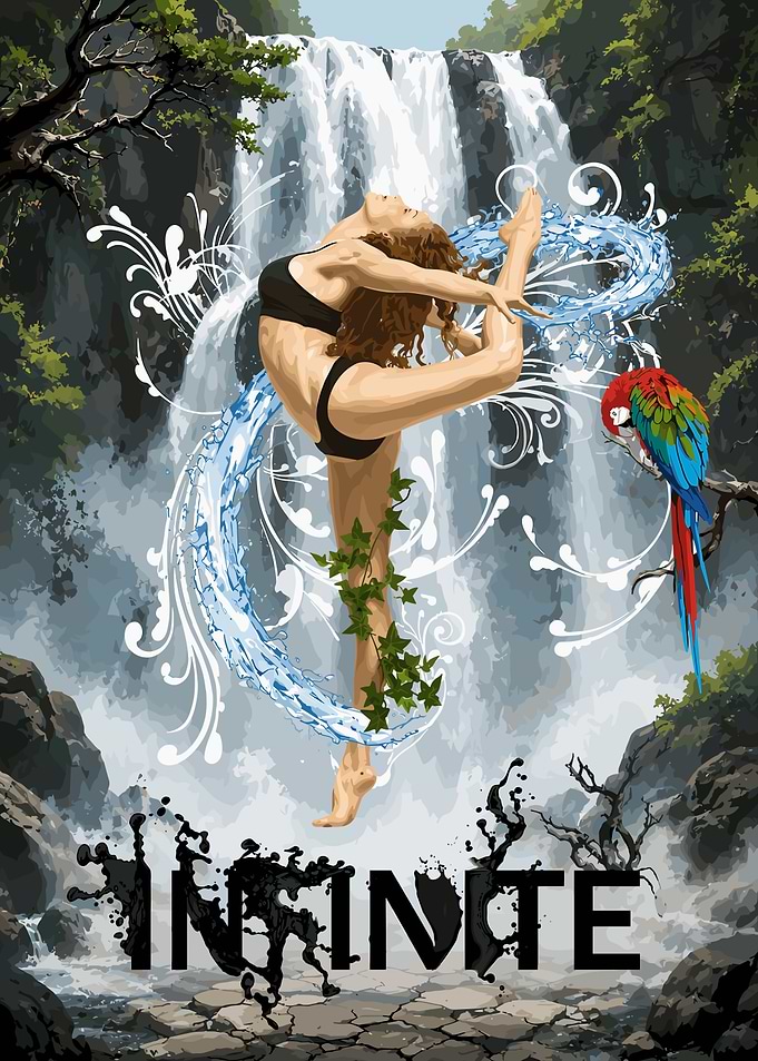 Dancer and Waterfall Fantasy Art