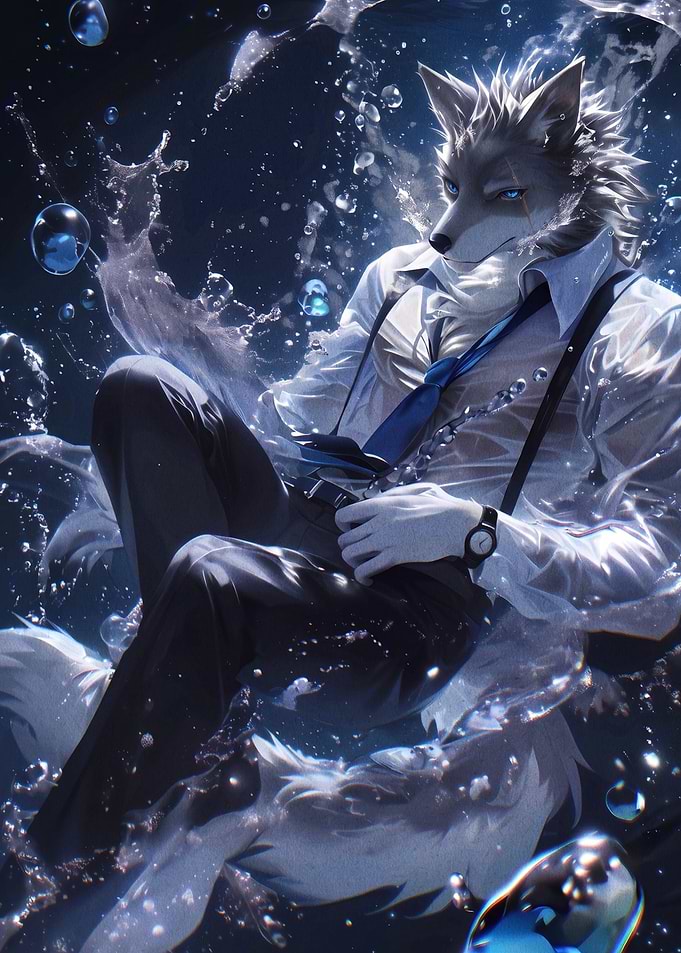 Anthropomorphic Wolf in Water