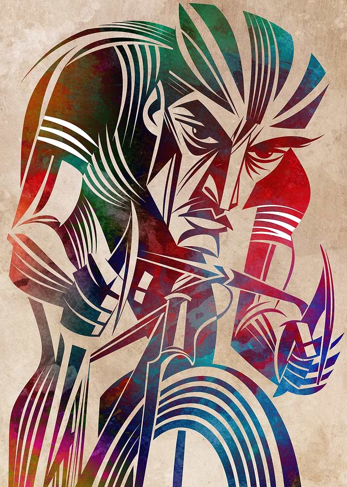 Abstract Cyclist Portrait Art