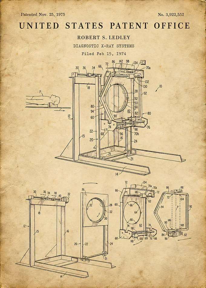 Vintage Diagnostic X-Ray System Patent Print