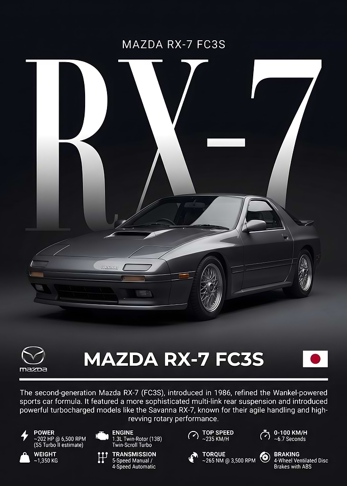 Mazda RX-7 FC3S Technical Poster