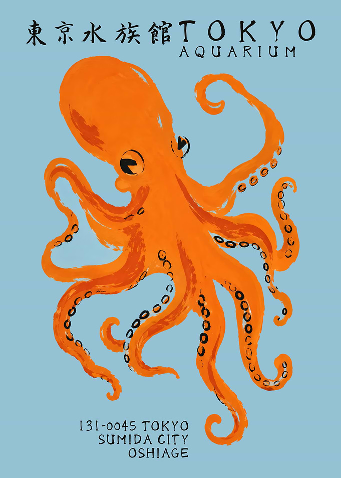 Tokyo Aquarium Octopus Poster