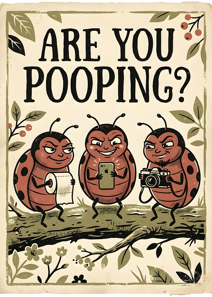 Funny Ladybug Bathroom Poster