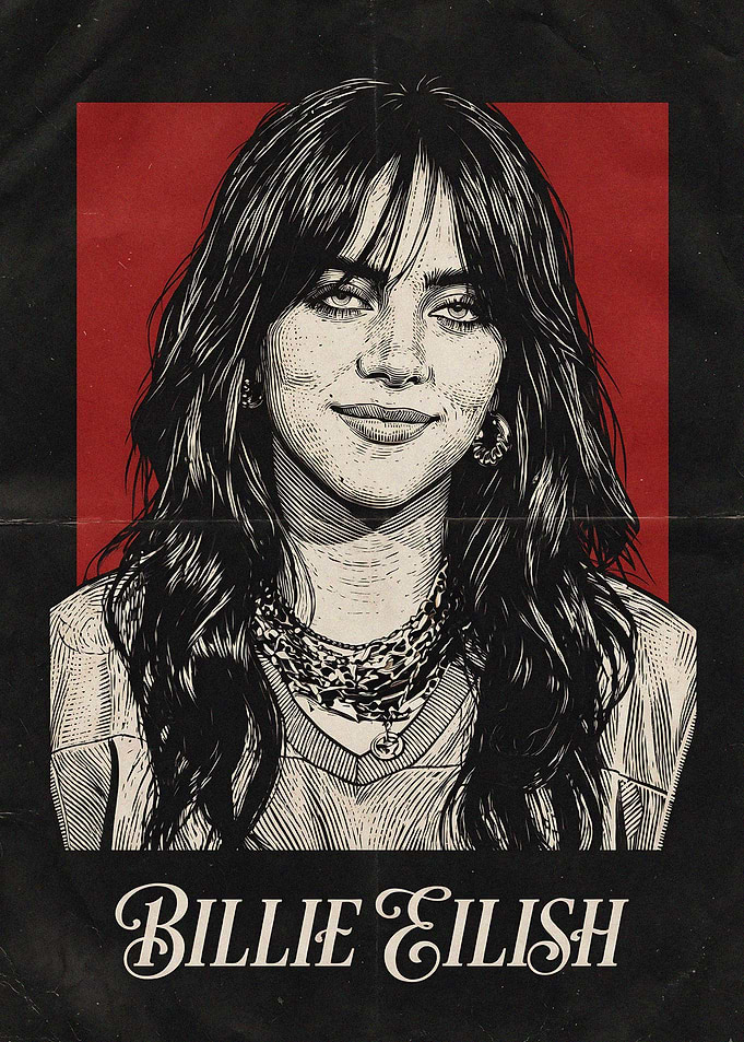 Billie Eilish Vintage Style Portrait