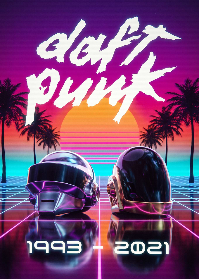 Daft Punk Retro Synthwave Tribute Poster