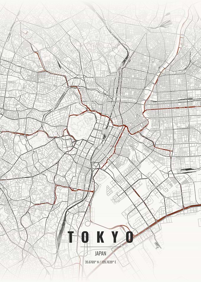 Minimalist Tokyo City Map Poster