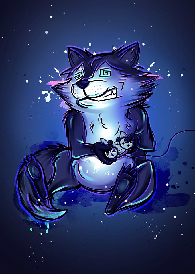 Gamer Wolf Digital Illustration