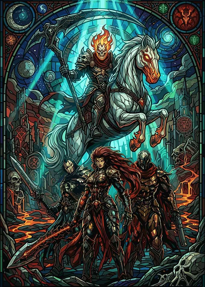 Darksiders Four Horsemen Stained Glass Art