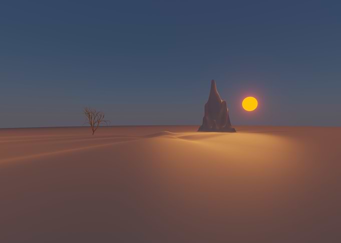 Minimalist Desert Landscape at Sunset