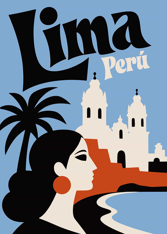 Vintage Travel Poster of Lima Peru