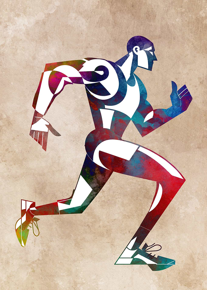Abstract Geometric Runner Art