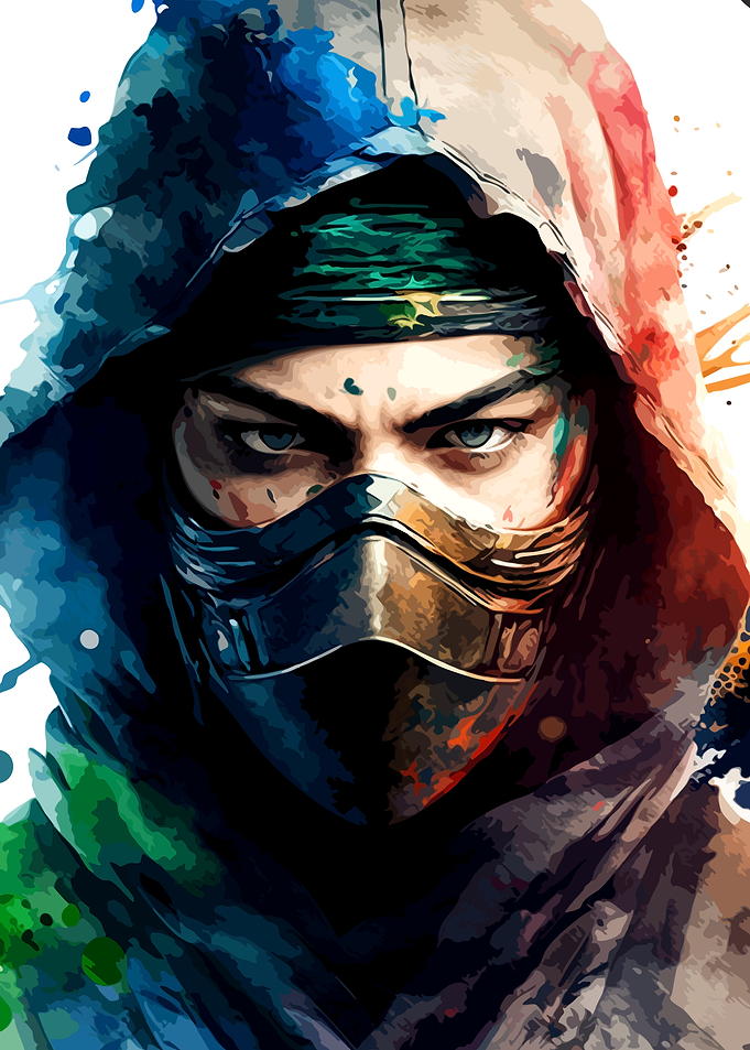 Watercolor Ninja Portrait