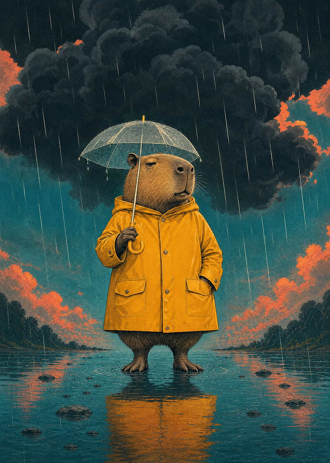 Capybara in Yellow Raincoat