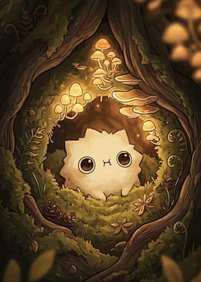Cute Creature in a Mossy Hollow