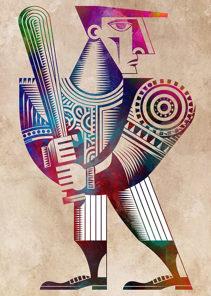 Abstract Baseball Player Art Print