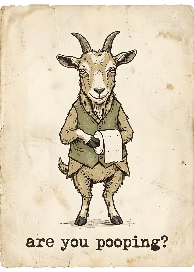 Funny Goat Holding Toilet Paper