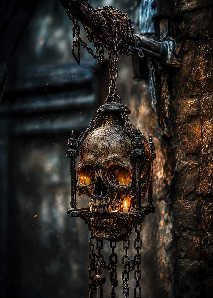 Gothic Skull Lantern Hanging Decoration