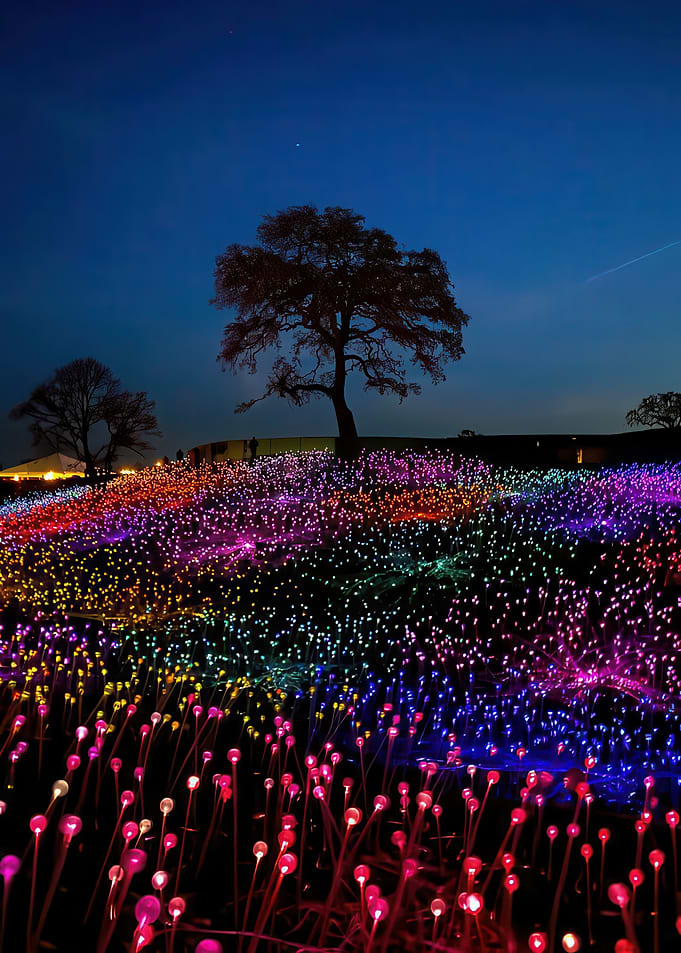 Illuminated Garden at Twilight