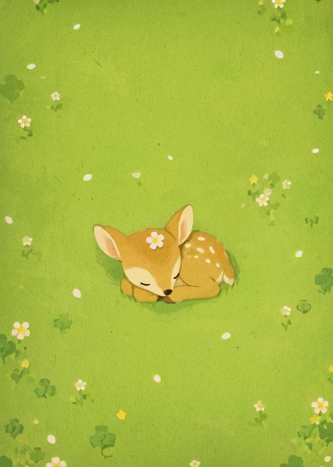 Sleeping Fawn in a Meadow