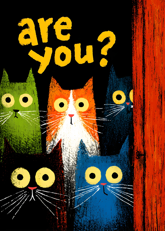 Are You? Colorful Cats Illustration