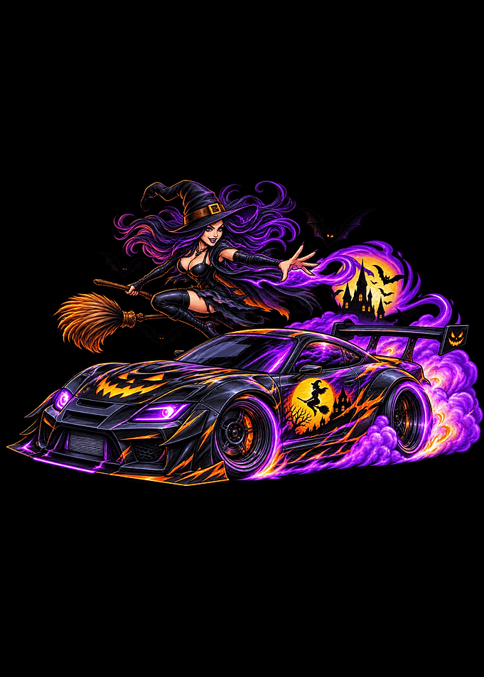 Halloween Witch Drifting Sports Car