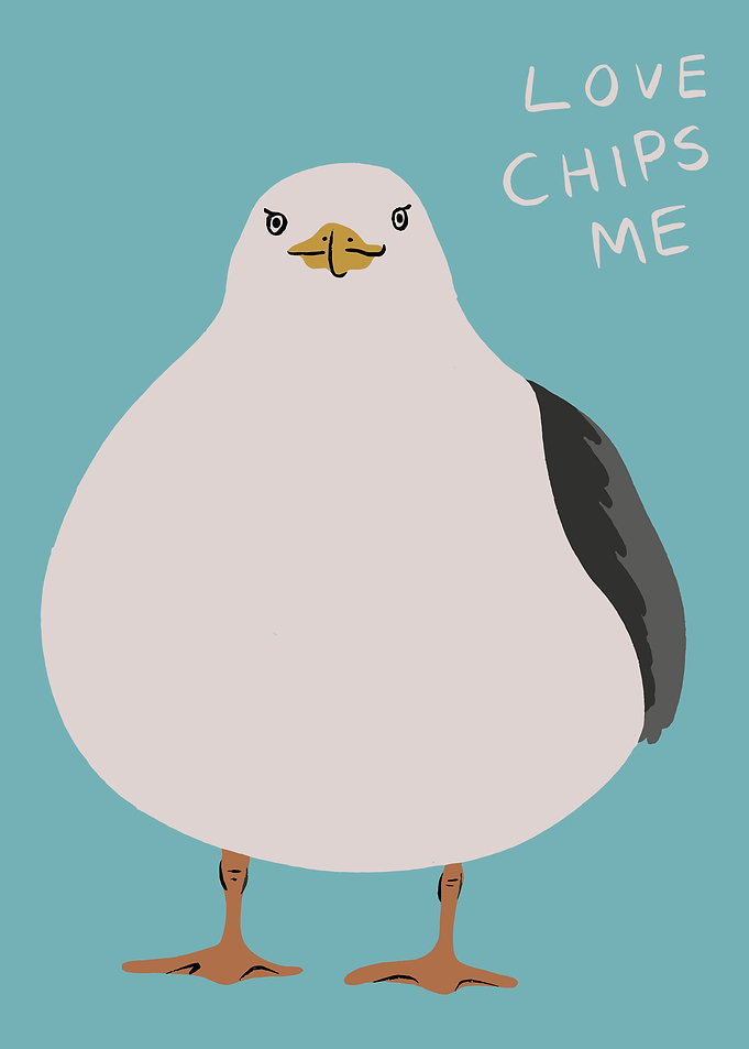 Chubby Seagull Love Chips Me Wall Art
