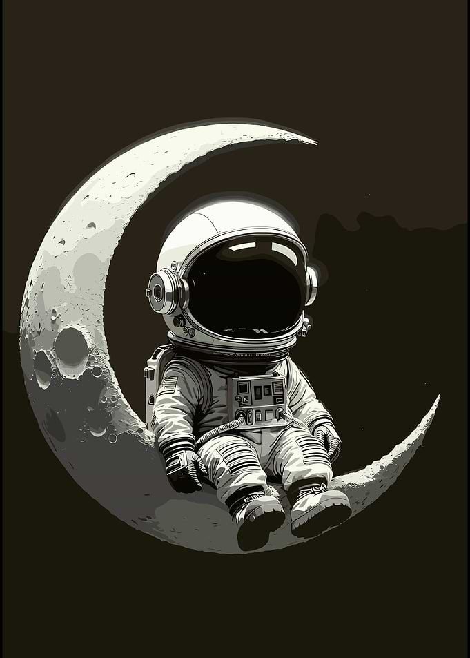 Astronaut Sitting on the Moon