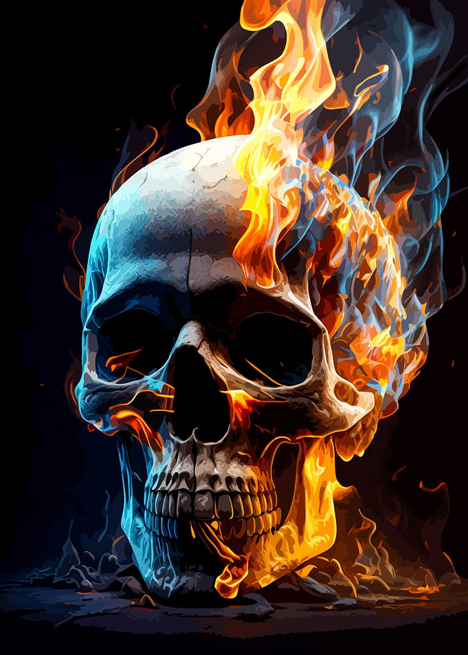 Flaming Skull Digital Art