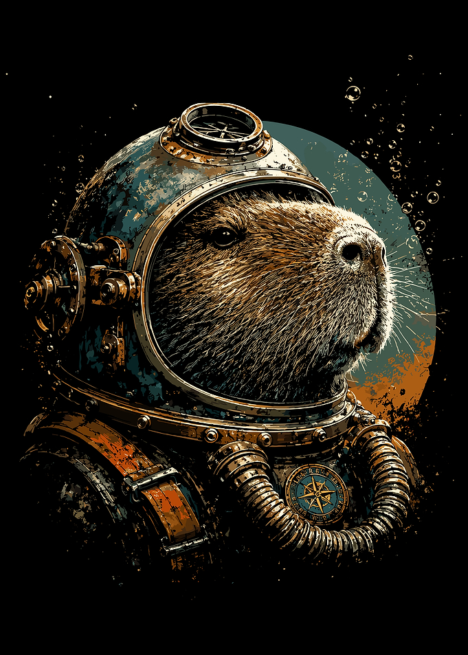 Capybara in Vintage Diving Suit