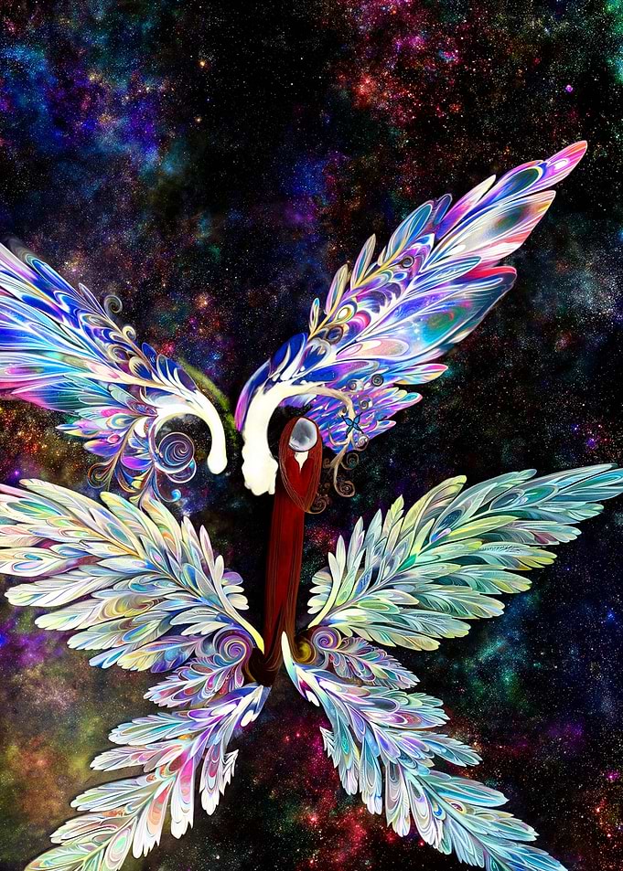 Celestial Angel in Cosmic Space