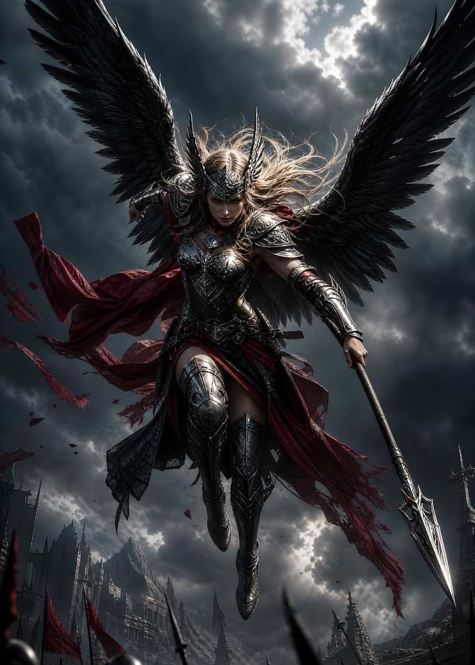 Valkyrie Warrior Descending into Battle